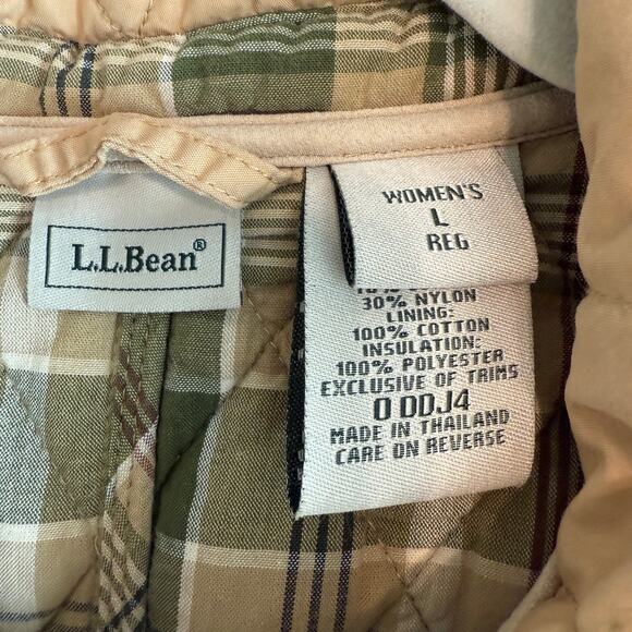 Women's L.L. Bean Tan Quilted Cotton Blend Button Front Vest Size Large - Picture 3 of 11